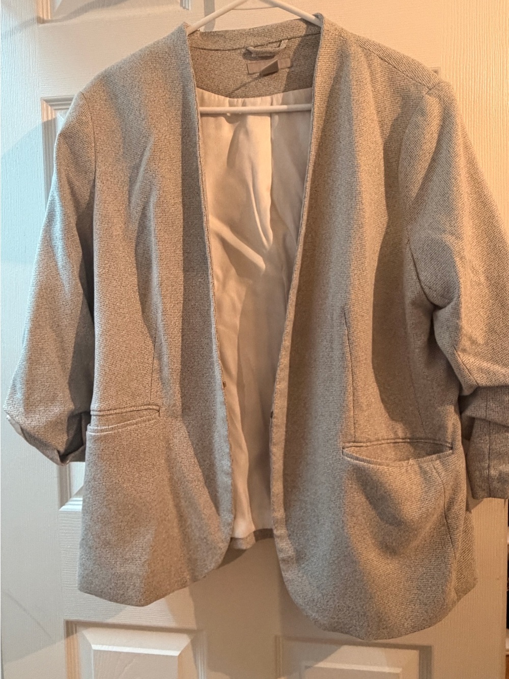 H&M Light Cream Open-Front Blazer Jacket
